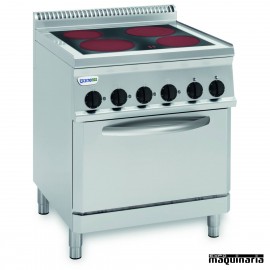 Cocina industrial electrica CLPFC70E7 de 4 placas vitroceramicas y horno