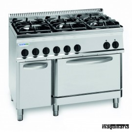 Cocina industrial a gas CLPF105G7 con 6 quemadores y horno