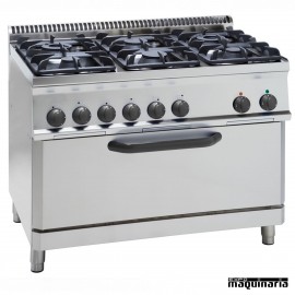 Cocina industrial a gas CLPFX105GG7 con 6 quemadores y horno fullsize