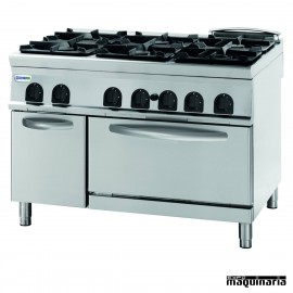 Cocina industrial a gas CLPFG12G9 con 6 quemadores y horno electrico