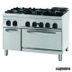 Cocina industrial a gas CLPFG12GG9 con 6 quemadores y horno industrial