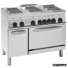 Cocina industrial electrica CLPF12E9 con 6 quemadores y horno