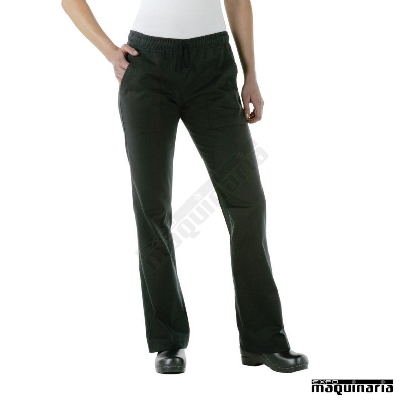 Pantalón cocinero corte de mujer NIA431 color negro