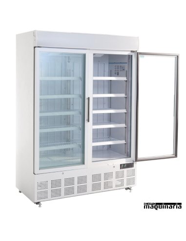 Vitrinas congeladoras doble 920 litros con luz LED puerta abierta