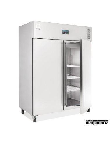 Congelador vertical industrial NIU635 abierto Inox dos puertas 1300 litros