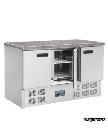 Mesas frias NICL109 abierta INOX encimera de marmol 3 puertas