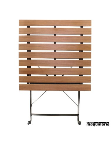 Mesa terraza plegable 60x60 cm plegada imitacion madera NIGJ765