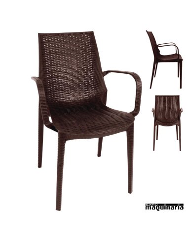 Sillones terraza imitación ratán apilables NIGR362