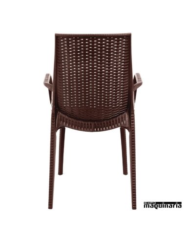 Sillones terraza imitación ratán apilables vista trasera NIGR362