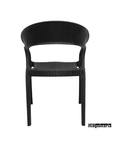 Sillones terraza apilables imitación ratán vista trasera NIGR363