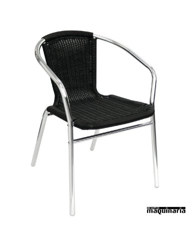 Sillones terraza imitación mimbre apilables negra NIU422