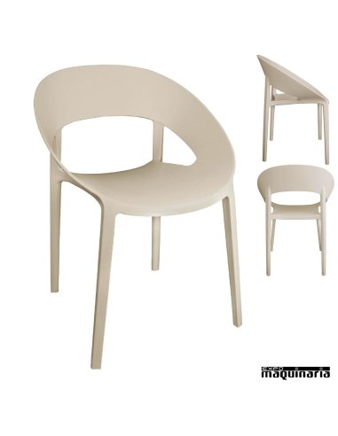 Silla apilable diseño moderno crema NIGR339