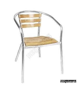 Sillon aluminio y fresno apilable NIU421 baldas madera