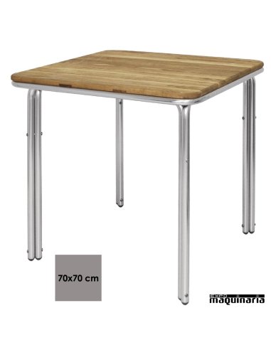 Mesa de terraza cuadrada aluminio y fresno NIGL982