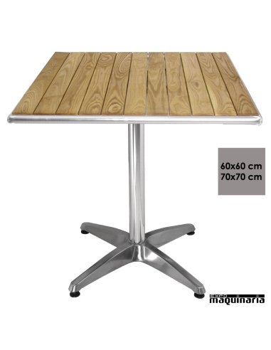 Mesa bar cuadrada aluminio y fresno NIU430