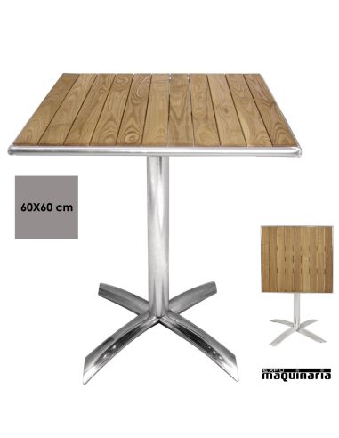 Mesa plegable cuadrada aluminio y fresno NIGK991