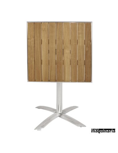 Mesa plegable cuadrada aluminio y fresno plegada NIGK991