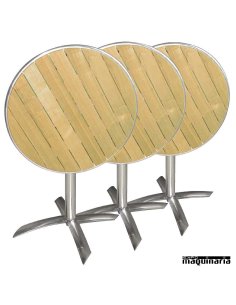 Mesa plegable redonda aluminio y fresno NIU424 de 60 (Ø) cm 2