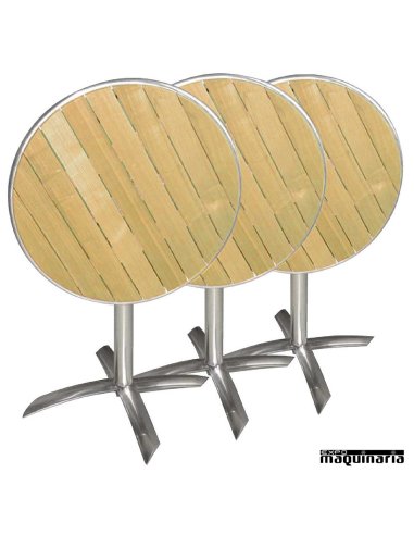 Mesa plegable redonda aluminio y fresno plegadas NIU424 de 60 (Ø) cm