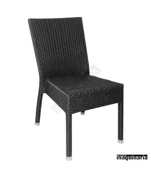 Silla apilable imitación ratán negra NICF159