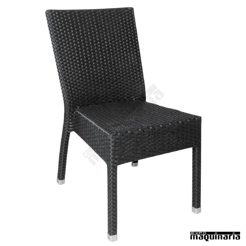 Silla apilable imitación ratán negra NICF159