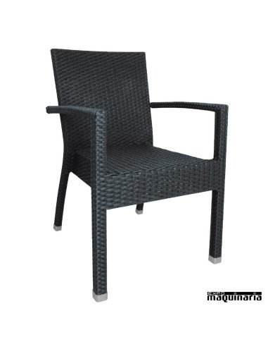 Sillones terraza imitación ratán apilables carbón NIDL477