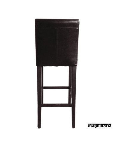 Taburete bar madera y polipiel marron trasera NIGG648