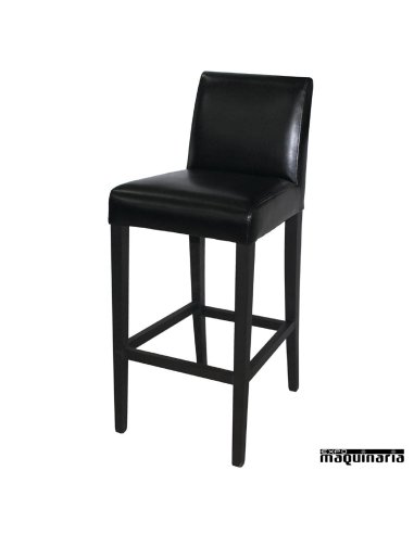 Taburete bar madera y polipiel negro NIGG648