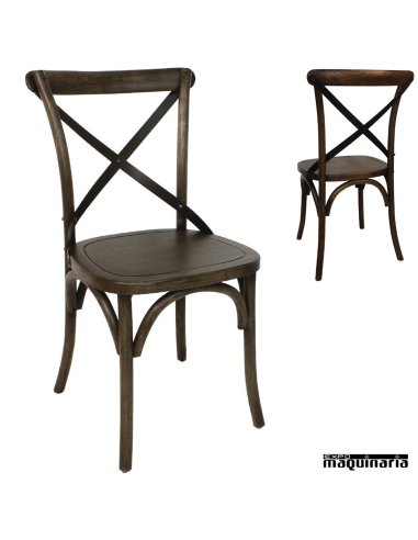 Silla de madera Bolero respaldo cruz color marron