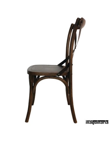 Silla de madera Bolero perfil respaldo cruz color marron