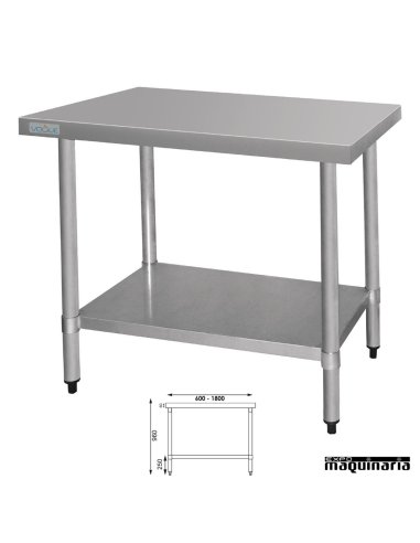 Mesa inox central fondo 60 con estante