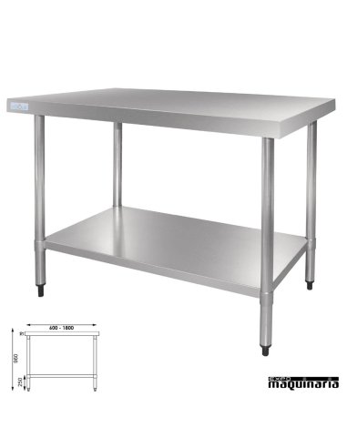 Mesa inox central fondo 70 con estante
