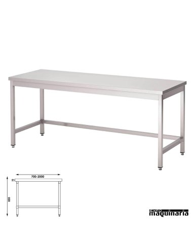Mesa inox central fondo 70 sin estante