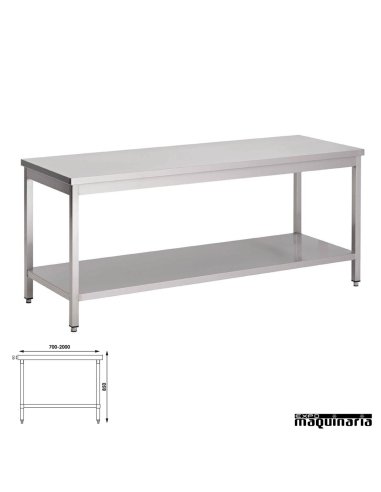 Mesa acero inoxidable central fondo 60 con estante