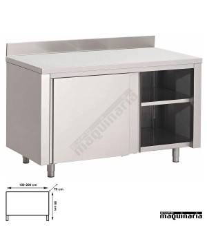 Armarios acero inoxidable mural con puertas correderas a altura de trabajo