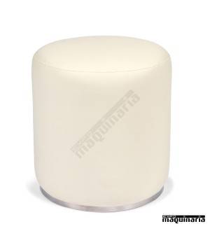 Puff redondo tapizado en polipiel blanco IM6609