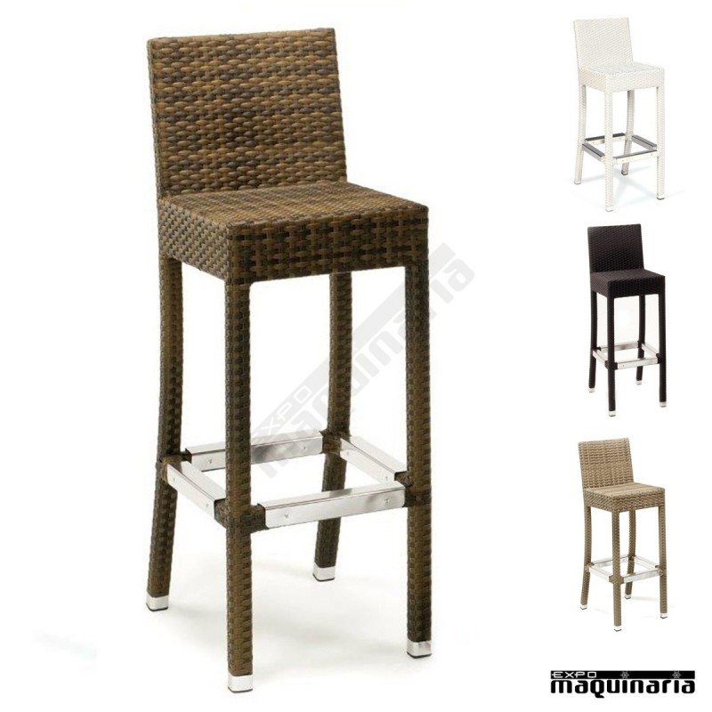 Taburete con respaldo de rattan IM4551