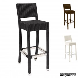 Taburete con respaldo médula rattan IM4554