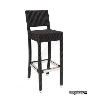 Taburete con respaldo médula rattan antracita IM4554