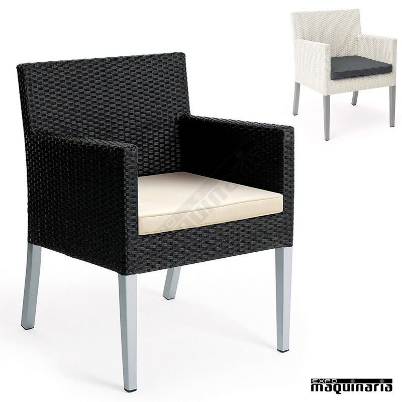 Sillon de ratan con cojín IM4521 patas aluminio