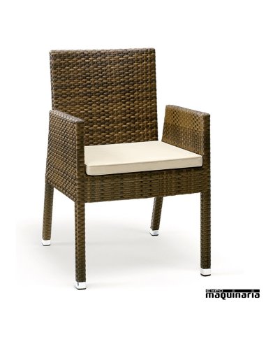 Sillon de ratan cafe con cojín IM4522 respaldo alto