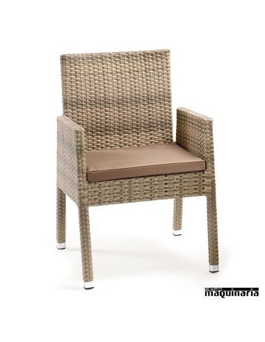 Sillon de ratan moka con cojín IM4522 respaldo alto