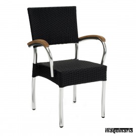 Sillones de terraza ratan brazo madera IM5035