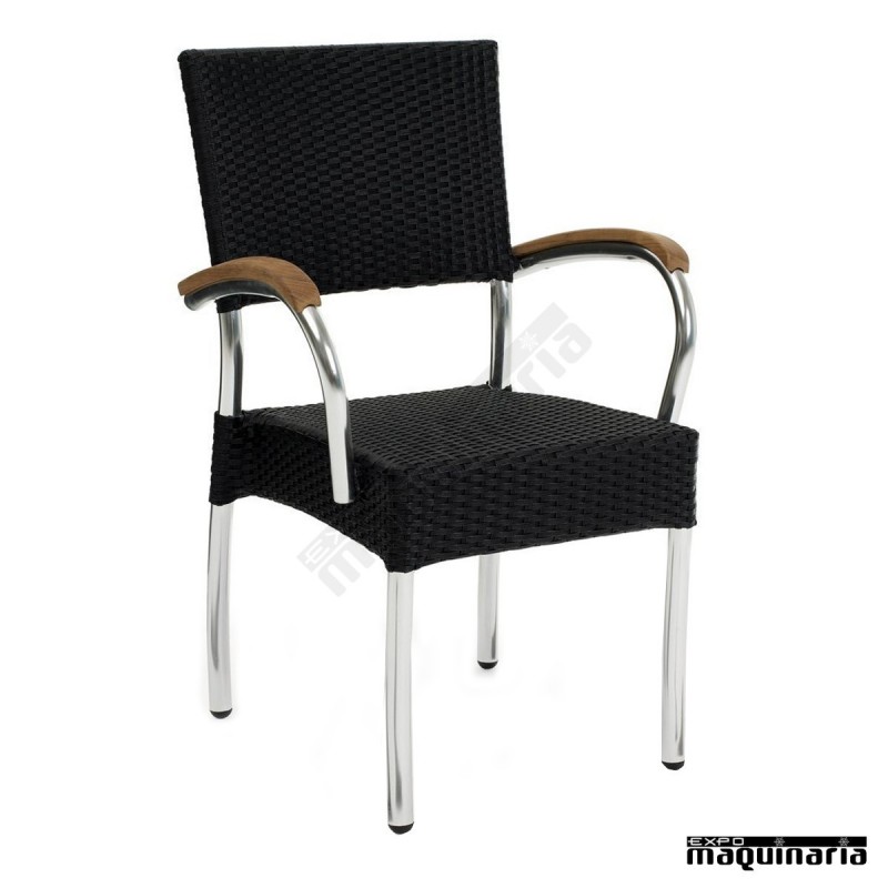 Sillones de terraza ratan brazo madera IM5035