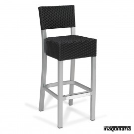 Taburete con respaldo rattan negro antracita IM4557