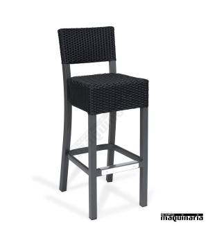 Taburete con respaldo rattan grafito IM4557