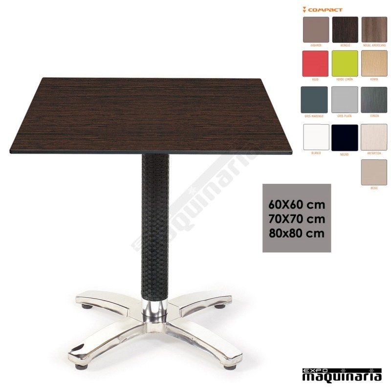 Mesa terraza cuadrada en compact