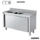 Fregadero inox mueble de puertas, 2 cubetas y escurridor derecha 180x70