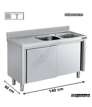 Fregadero acero inox. con bastidor Una Cubeta y escurridor Fondo 600