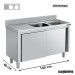 Fregadero  acero inox. con bastidor Una Cubeta y escurridor Fondo 600